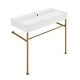 preview thumbnail 34 of 68, Claire Ceramic Console Sink White Basin Gold Legs