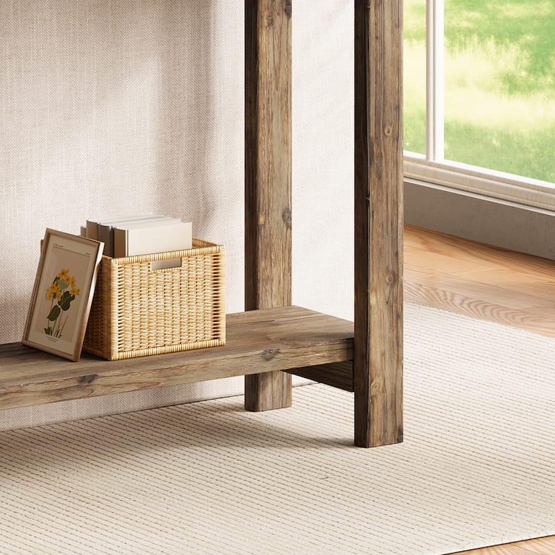 70.8 Inch Solid Wood Console Table with Storage Shelf - 11.8"D x 70.9"W x 31.8"H