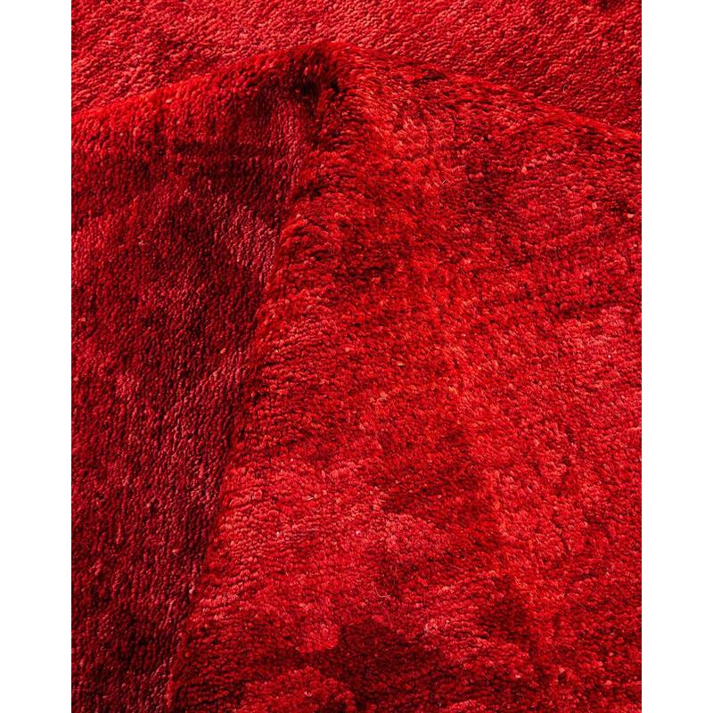 Overton Hand Knotted Wool Vintage Inspired Modern Contemporary Overdyed Red Area Rug - 12' 0" x 17' 10"