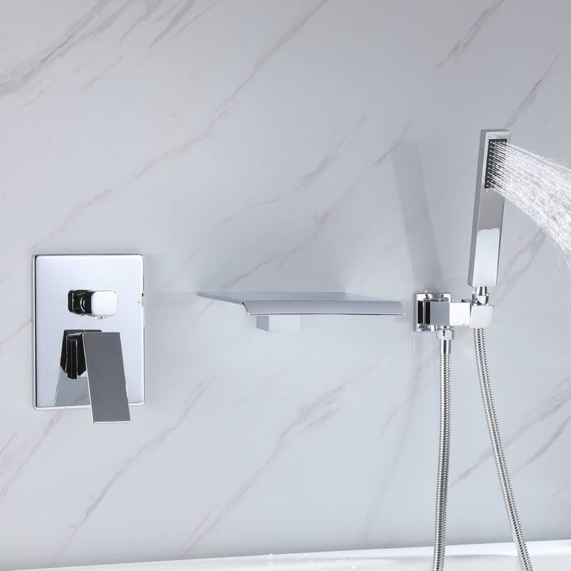 Single Handle Wall Mounted Roman Tub Faucet with Diverter and Handshower