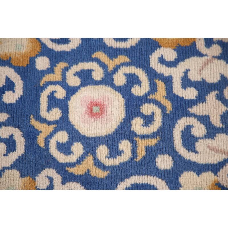 Antique Vegetable Dye Art Deco Chinese Round Rug Handmade Wool Carpet - 10'8"x 10'6"