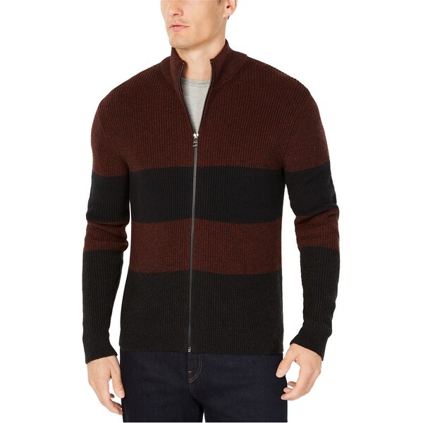 mens full zip cardigan sweater red