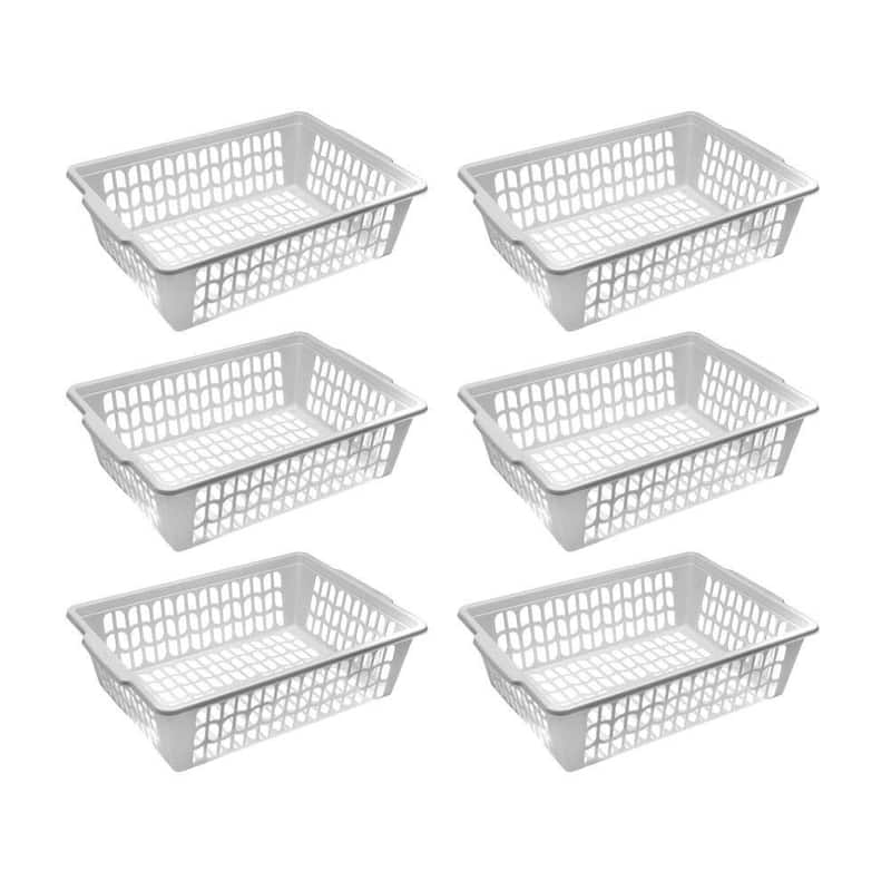 YBM Home Small Plastic Basket Paper Organizer and Letter Tray, White - Set of 6