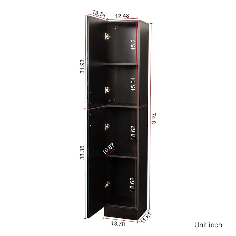 2-door Black Cabinet - 11.50 x 13.78 x 74.80