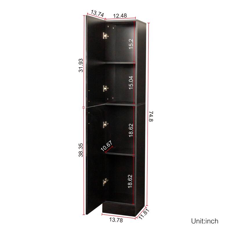 Freestanding Cabinet with Inadjustable Shelves and two Doors for Kitchen, Dining Room