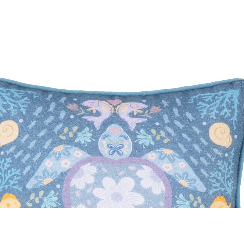 Turtle Coral Printed Throw Pillow