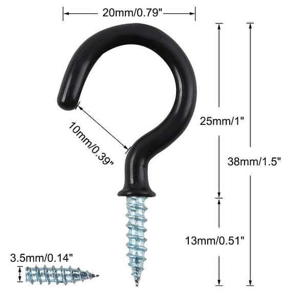 Screw-in Vinyl-coated Metal Wall-mount Ceiling Hooks (Set of 20)