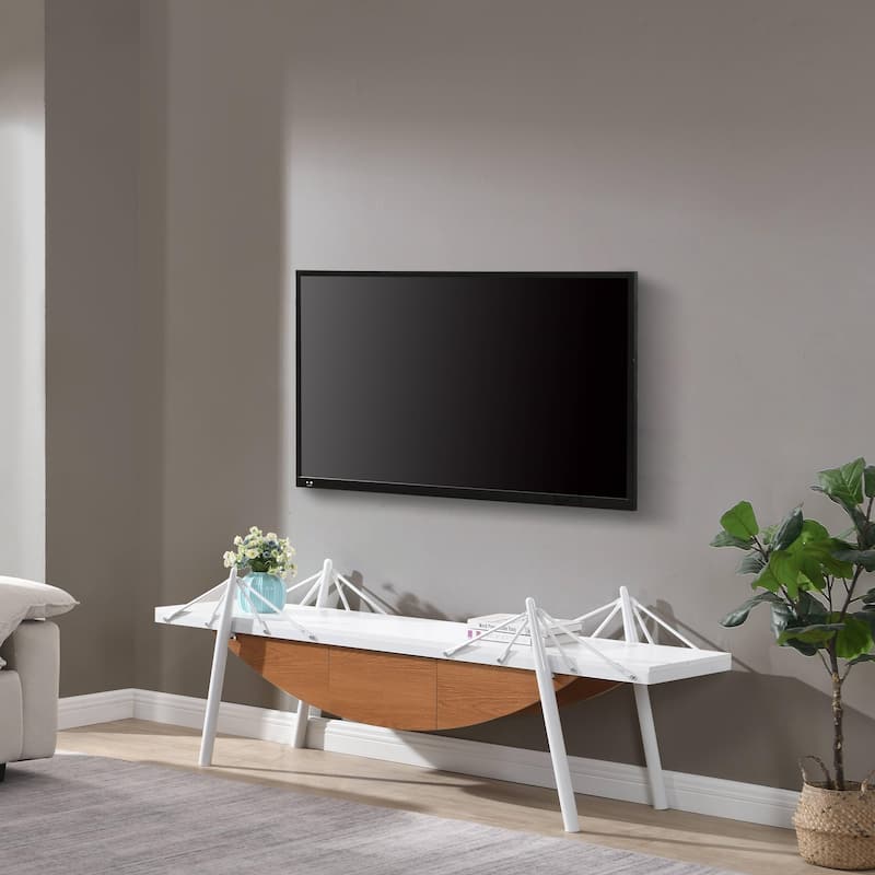 Media Console Table with Drawer - White