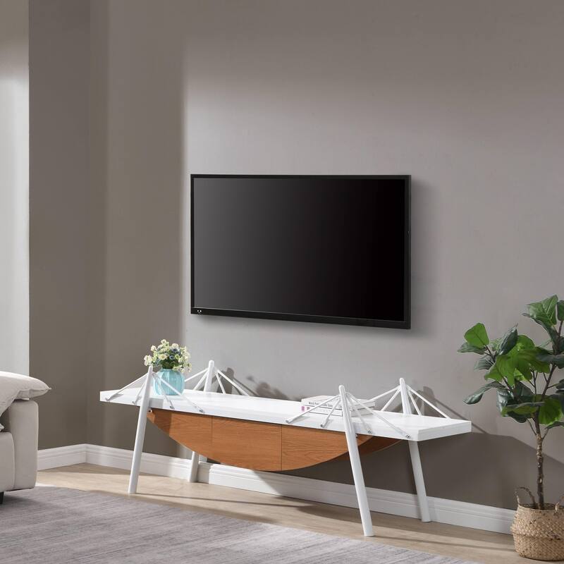 Sailboat-Shaped TV Stand - White