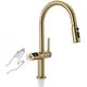 preview thumbnail 10 of 39, Lefton Touchless Pull-Out Kitchen Faucet, Hands Free Motion Sensor Activated, Battery-Free Temperature Display, KF2206 Brushed Gold