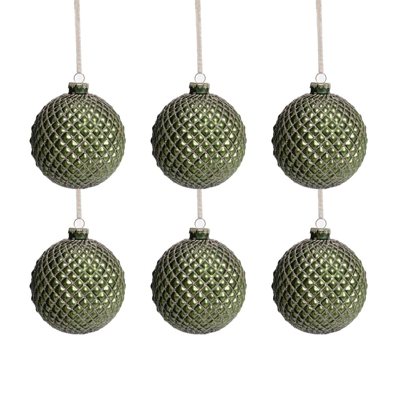 Metallic Matte Glass Ball Christmas Ornaments, Set of 6, 4"