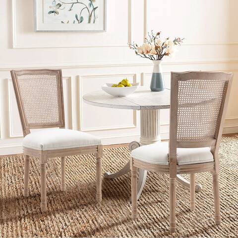 Mieres French Country Style Fabric Upholstered High Back Dining Chair, Farmhouse Kitchen Wooden Side Chairs (Set of 2) - N/A