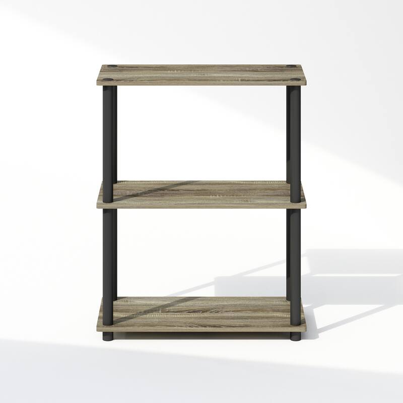 23.6 in. Tall Black Wood 3-Shelf Bookcase