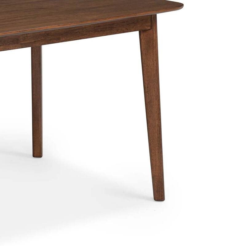 Goko Dining Table, 59 Inch Brown Wood Top, Round Tapered Legs