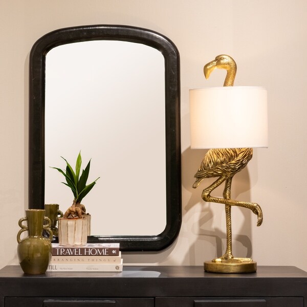 Resin Flamingo Table Lamp with Linen Shade Gold