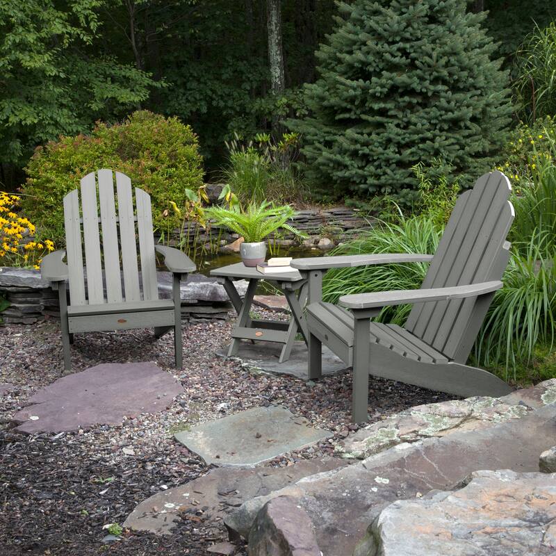 3 Piece Set Outdoor Adirondack Chairs and Folding Side Table
