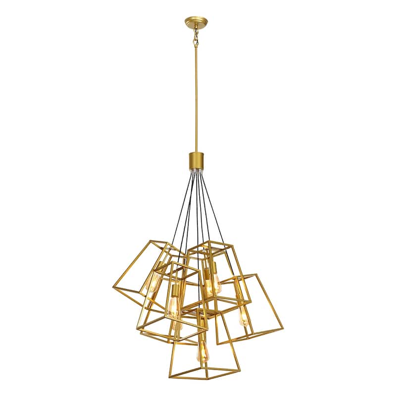 7-Light Multi Cage Industrial Pendant Lamp Stairway Chandelier