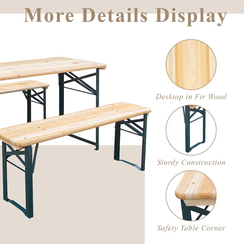 Erommy Metal Folding Outdoor Dining Table, Premium Rectangle Patio Dining Set for Backyard, Porch, Lawn, and Garden