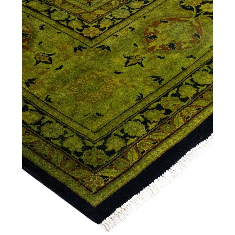 Overdyed One-of-a-Kind Hand-Knotted Area Rug - Green - 10' 2" x 13' 7"