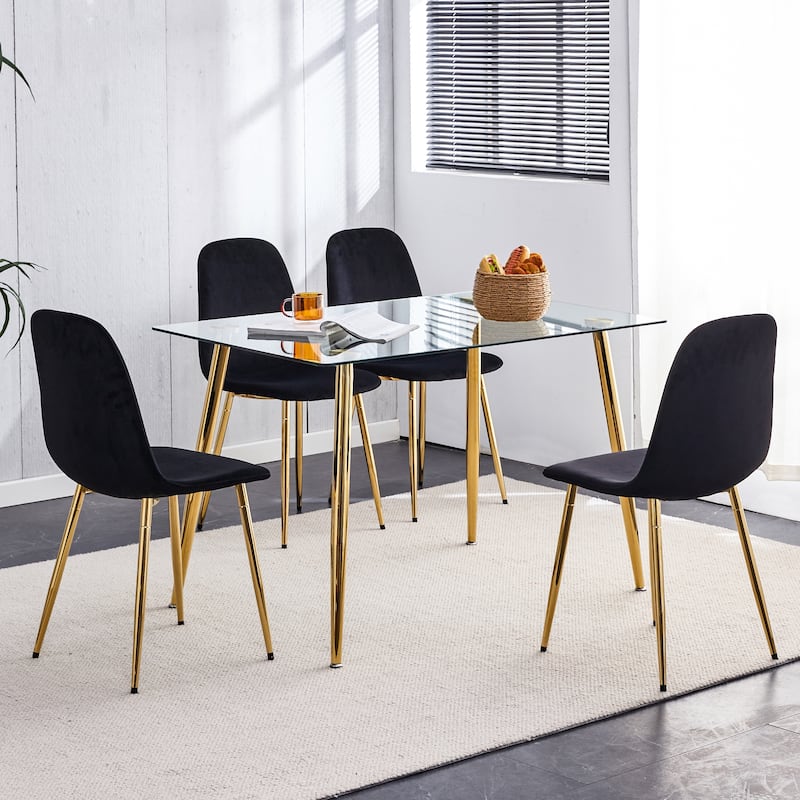Modern Mid-Century Upholstered Accent Dining Side Chairs with Metal Legs