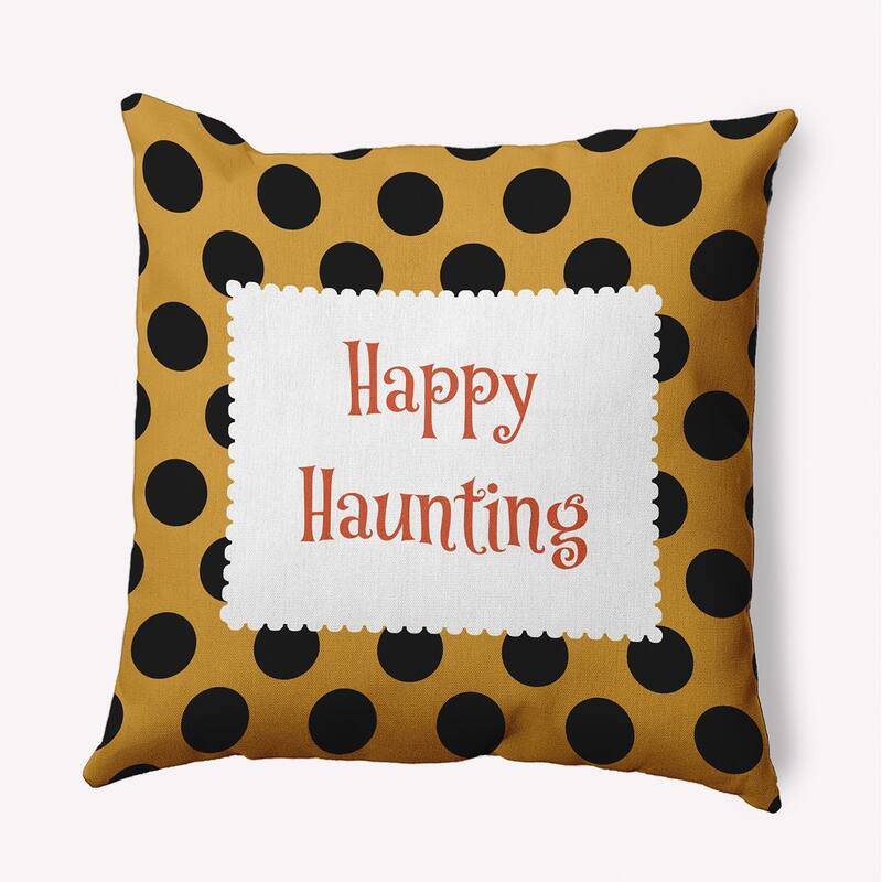 Halloween Happy Haunting Dots Accent Pillow - Golden Mustard - 20" x 20"