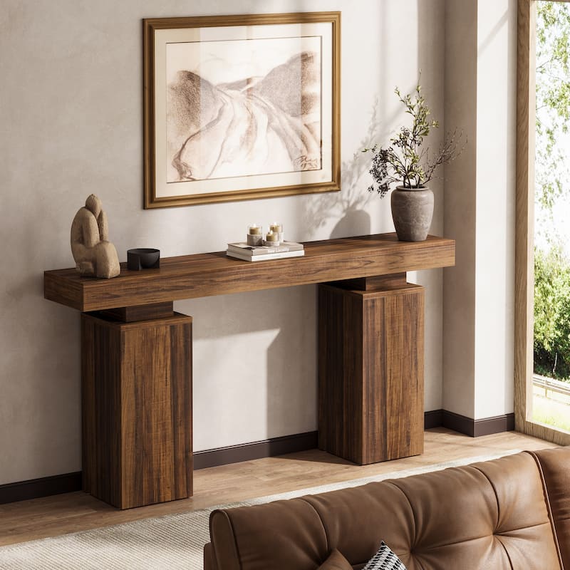 Wooden Console Table, Long Sofa & Entryway Table, Foyer Stand Entry Station for Hallway Living Room Entrance
