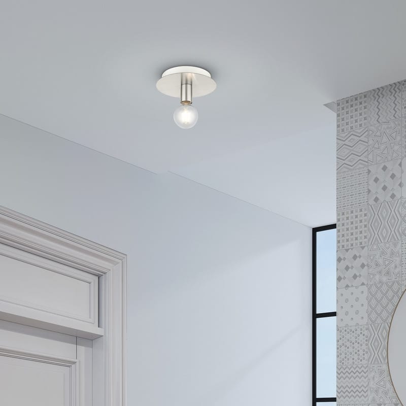 Livex Lighting 1-light Brushed Nickel Flush Mount, 45871-91 - 8" Dia x 3.75" H