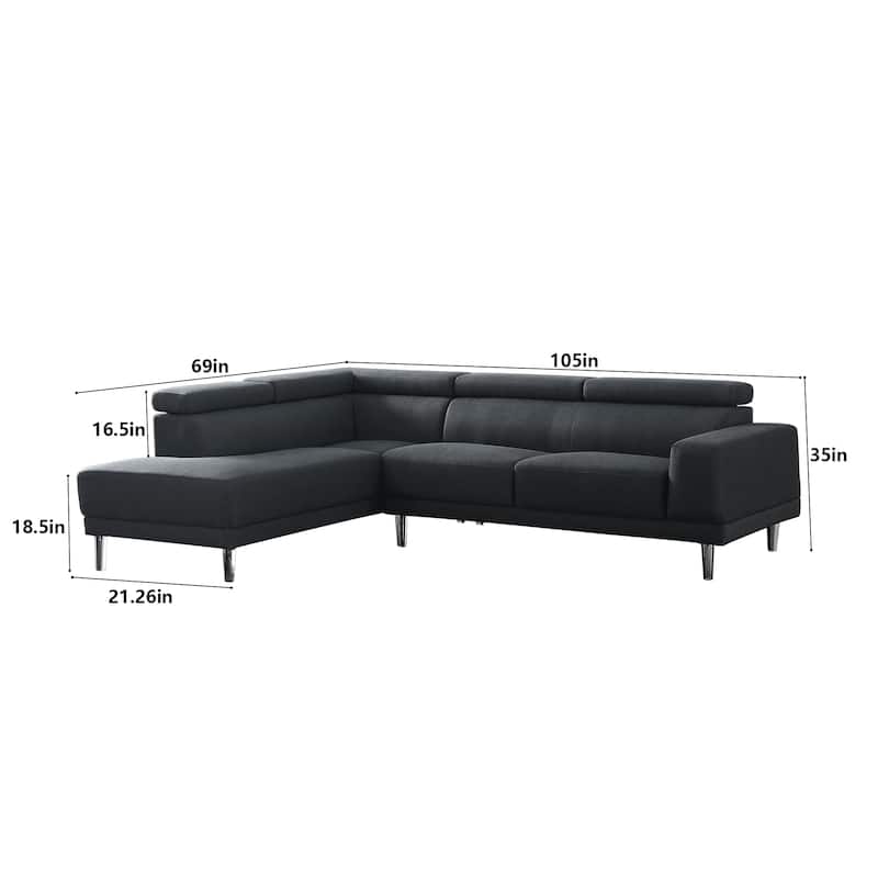 105 in. Width L-Shaped Chaise Sectional Sofa