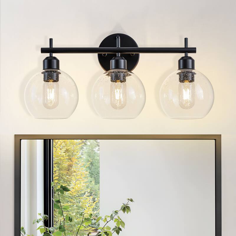Starsky Modern 3-Light Dimmable Vanity Light with Seeded Glass Globes