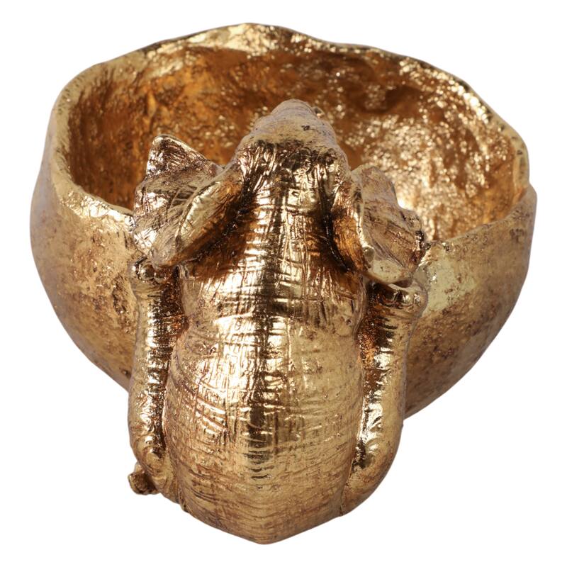 Resin Decorative Bowl Sculpted Elephant Head Design Finish - 8" Gold - 6" x 5" x 7.5"