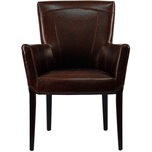 SAFAVIEH En Vogue Dining Ken Bicast Leather Arm Chair Brown - 27.2" x 26.2" x 37.6". Opens flyout.