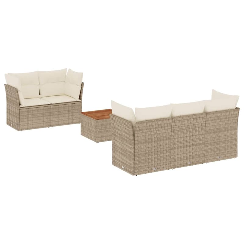 vidaXL Patio Sofa Set with Cushions Outdoor Furniture 6 Piece Poly Rattan - 21.7 x 21.7 x 14.6