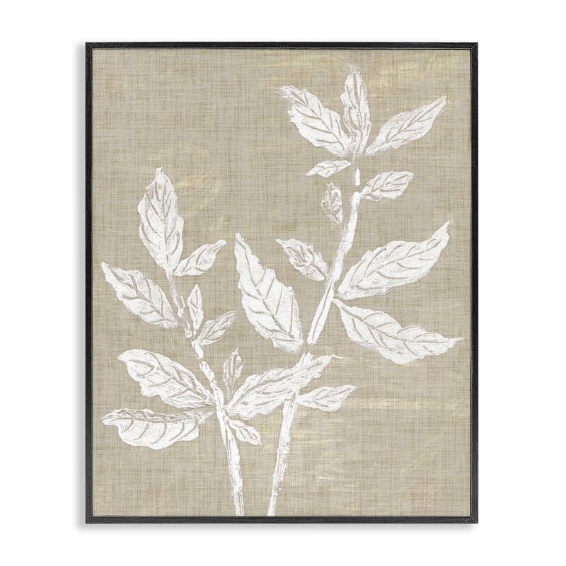 Stupell Boho Leaves on Natural Pattern Framed Giclee Art Design By Melissa Wang - 11 x 14 - Black