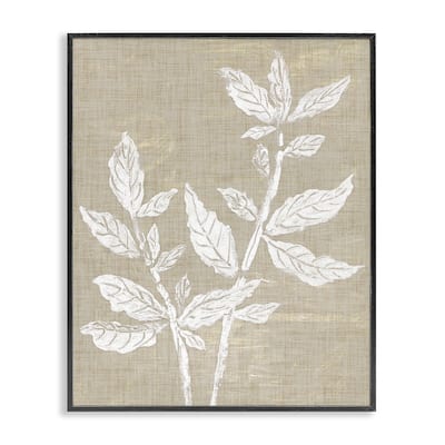 Stupell Boho Leaves on Natural Pattern Framed Giclee Art Design By Melissa Wang