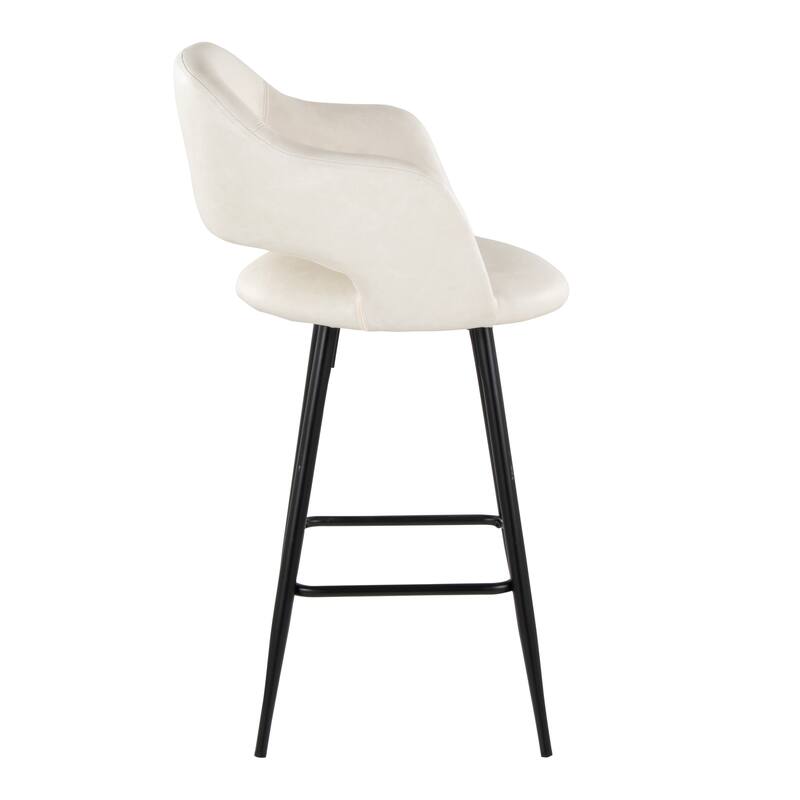 Porch & Den Vallen 26" Fixed-Height Faux Leather Counter Stool with Metal Legs & Square Footrest (Set of 2)