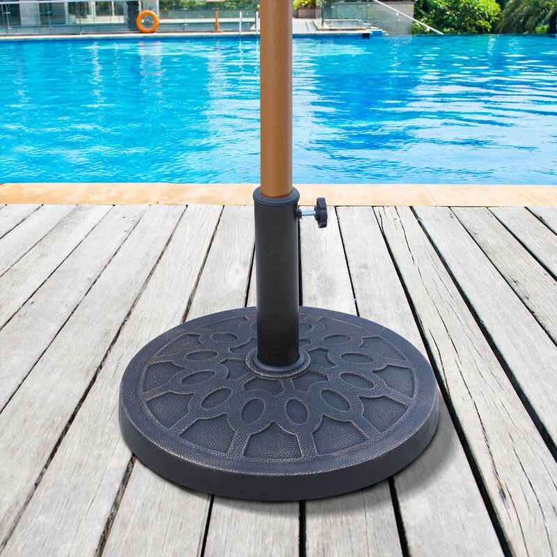Outsunny Round Bronzed Cast Stone Umbrella Base Holder - N/A