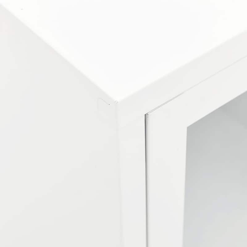 vidaXL TV Cabinet White 41.3"x13.7"x20.4" Steel and Glass - 41.3" x 13.7" x 20.4" - 41.3" x 13.7" x 20.4"