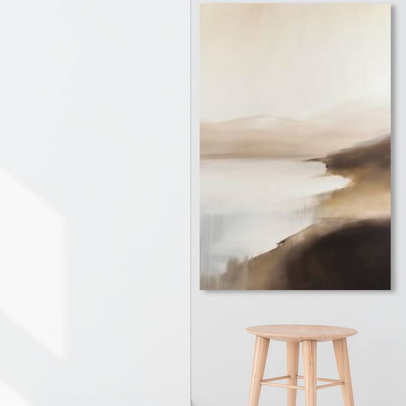 Wynwood Studio Nature and Landscape Misty Lakeshore Brown and Rustic Wall Art Canvas Print - 54 x 36