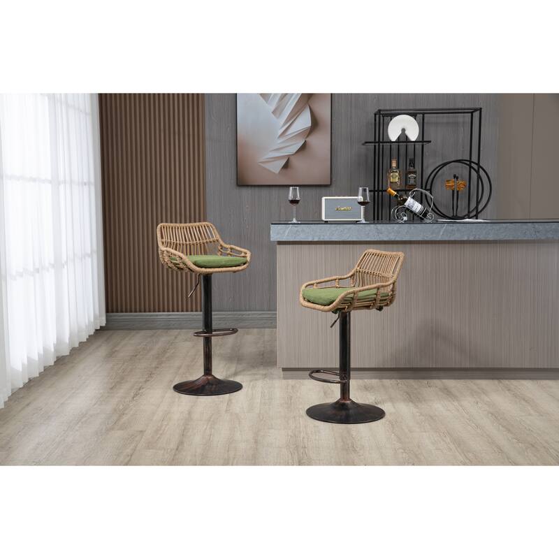 Swivel Bar Stools Set of 2 Adjustable Counter Height Chairs