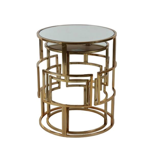 Shop Silver Orchid Banks Mirrored Nesting Tables Set Of 2