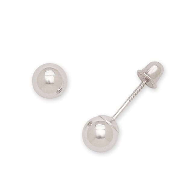 Curata 14k White Gold Polished 5 mm Ball Screw Back Stud Earrings