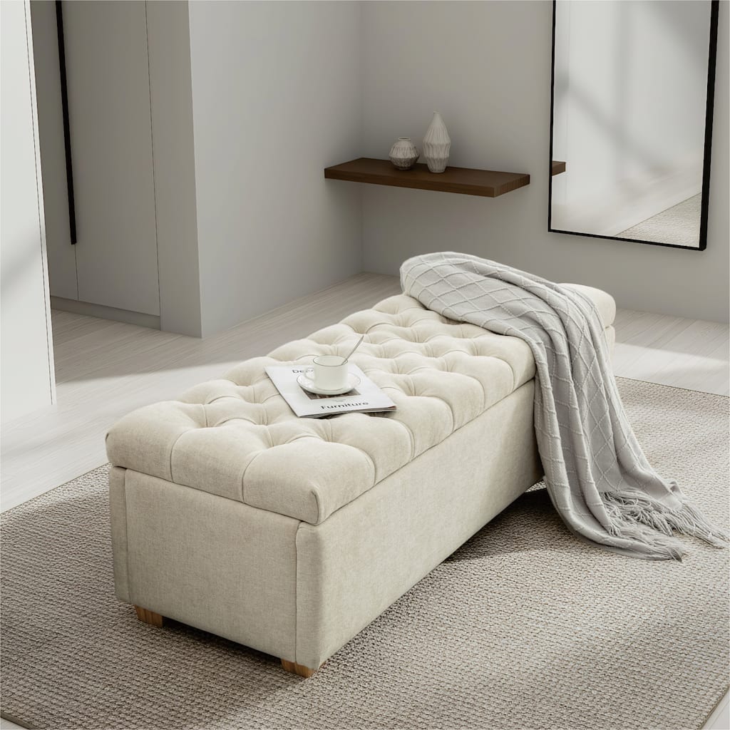 60.24" Wide Modern Upholstered Storage Bench,Entryway Bench,End of Bed Bench