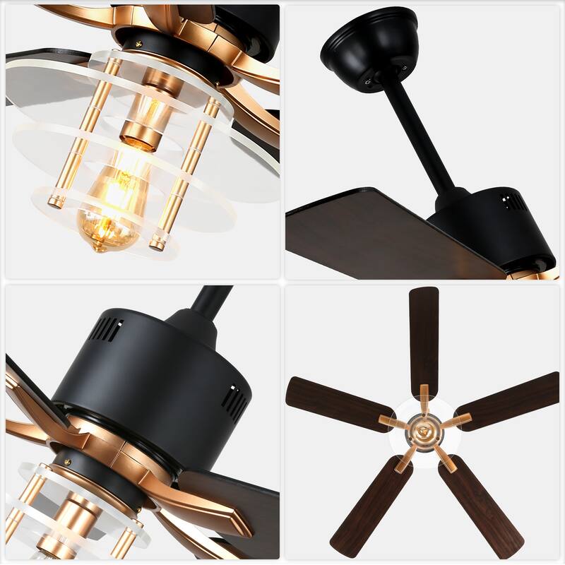Bella Depot 52" Modern Ceiling Fan with Light and Remote 6-Spped Reversible Fan