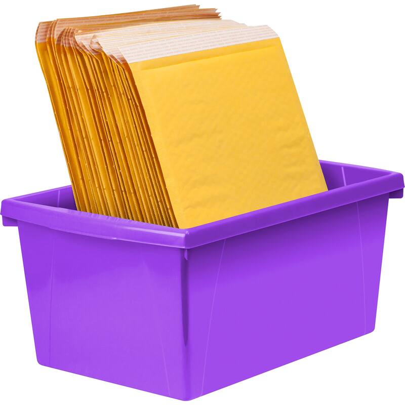 Storex Medium Classroom Storage Bin, Purple, Pack of 2