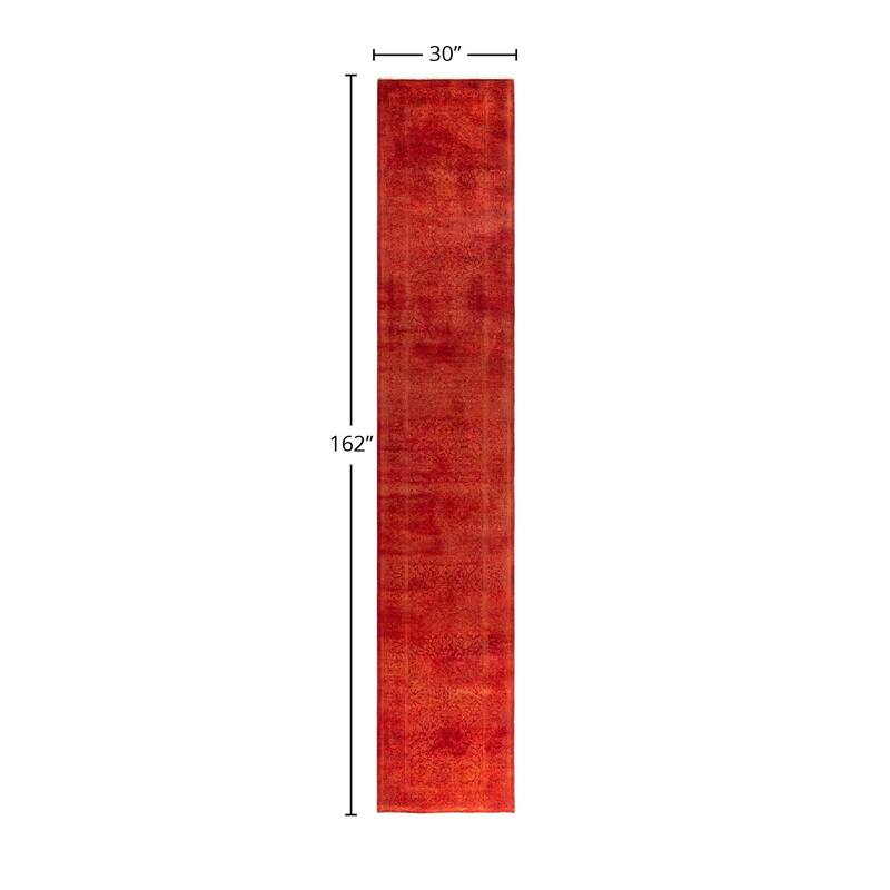 Contemporary Overdyed Wool Hand Knotted Runner - 2' 6" x 13' 6"