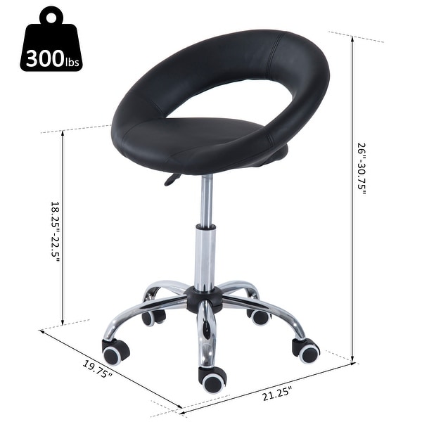 Carbon Loft Einthoven Black Hydraulic Adjustable Rolling Massage Open Back Chair - 19.67*21.16*30.71