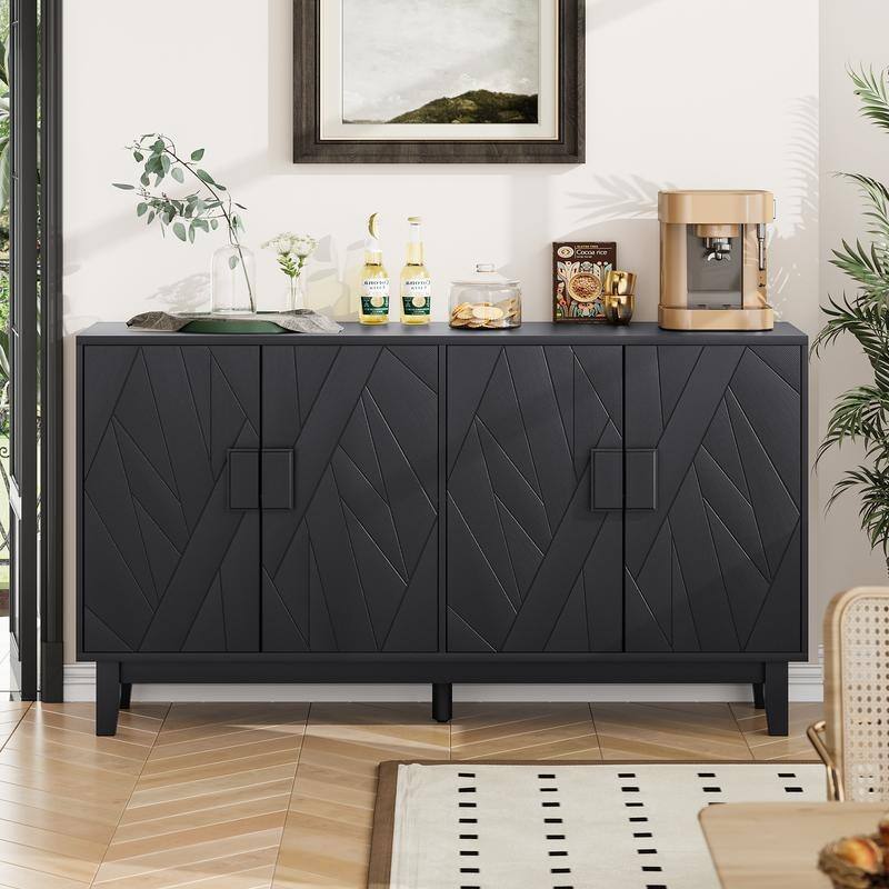 Framehouse 4-Door Buffet Cabinet Multifunctional Decorative Cabinet for Living Room or Dining Area