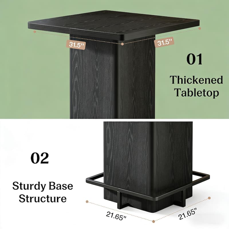Home Office Table Bar Table, Dining Table for 2-4 People, Pub Table Kitchen Table with Pedestal Base and Footrest