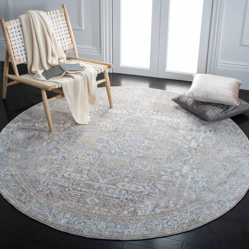 SAFAVIEH Webster Mable Oriental Rug - 6'7" Round - Grey/Beige