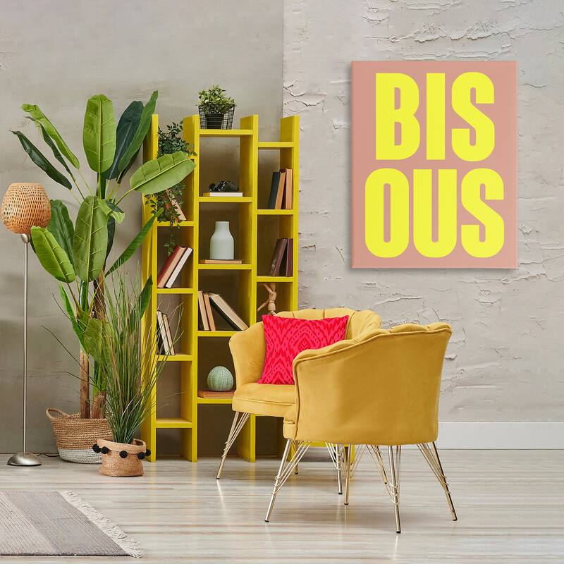 Stupell Bisous Kiss Typography Canvas Wall Art Design By House of Lulu